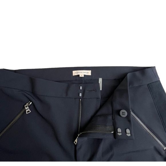 Rebecca Taylor Womens Black Mid Rise‎ Tuxedo Stripe Ava Slim Leg Techno Pants 12 - Picture 4 of 9